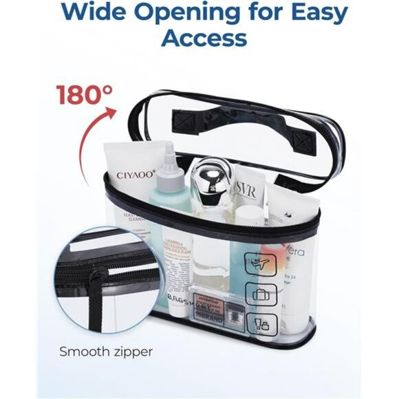 TSA approved clear toiletry bag waterproof travel makeup cosmetic organizer set - Picture 3 of 7